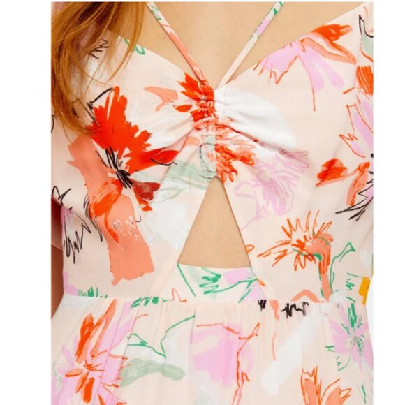 $695 Tanya Taylor Women's Pink Willa V Neck Floral Print Silk Dress Size 8 - Picture 4 of 7